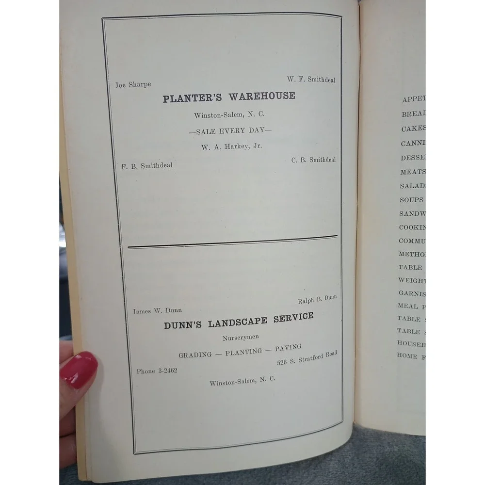 Maples Springs Methodist Church Cookbook 1950  First Edition Winston-Salem, NC‎